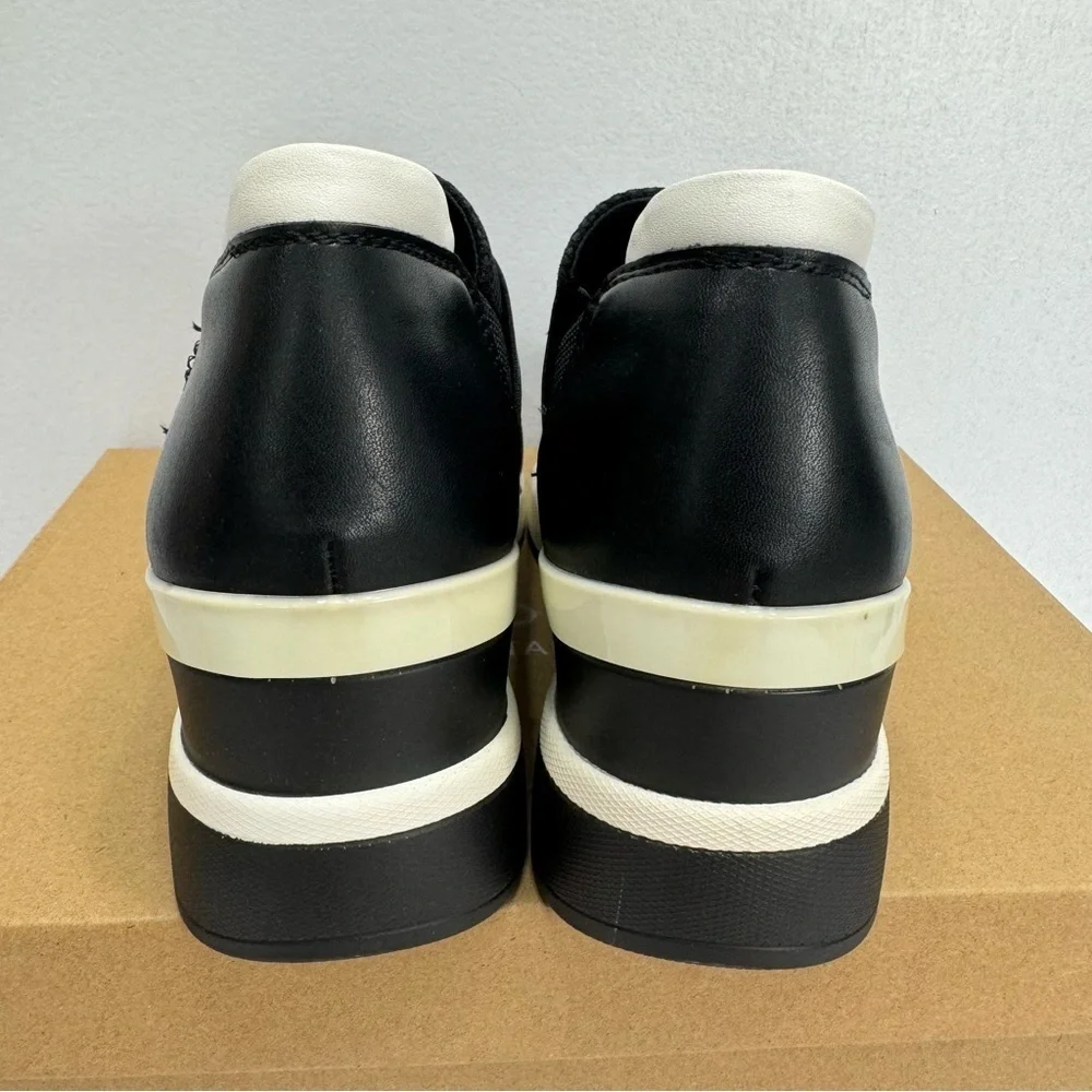 Renato Garini Italy Midnight Moon Black Wedge Slip On Sneakers Size 36/5.5 NEW